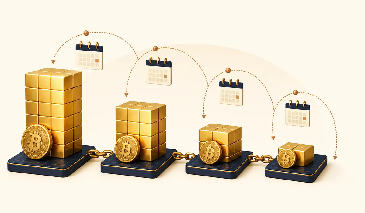 ブロック補助金が段階的に小さくなる半減期の概念図
